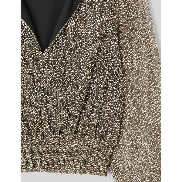 Blouse plissée pailletée Noir