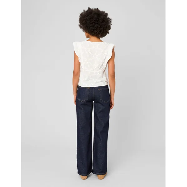 Blouse sans manches en broderie 3D Blanc écru