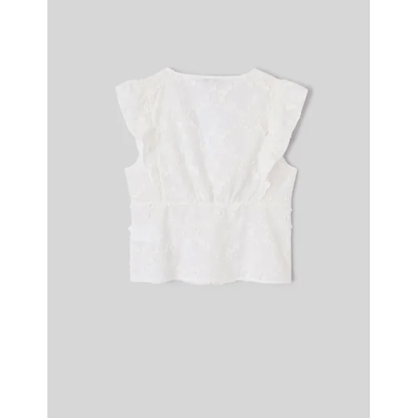 Blouse sans manches en broderie 3D Blanc écru