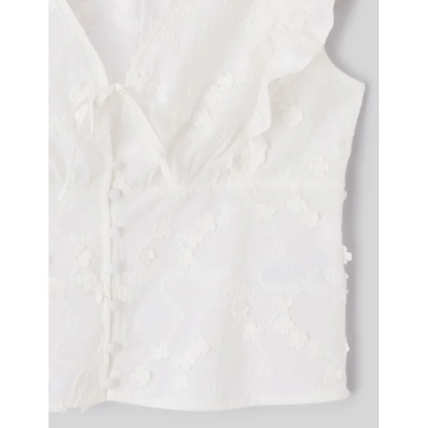 Blouse sans manches en broderie 3D Blanc écru