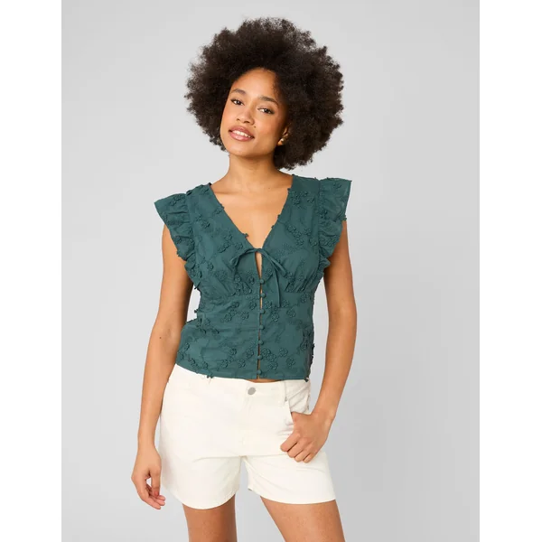 Blouse sans manches en broderie 3D Vert