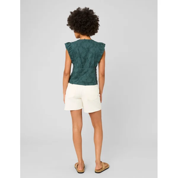 Blouse sans manches en broderie 3D Vert