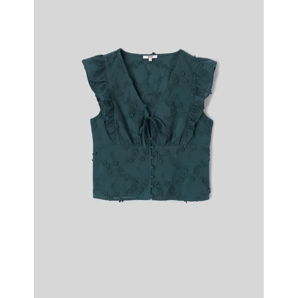 Blouse sans manches en broderie 3D Vert