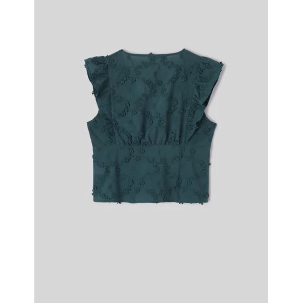 Blouse sans manches en broderie 3D Vert