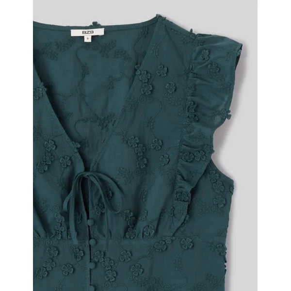 Blouse sans manches en broderie 3D Vert