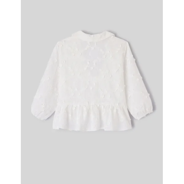 Blouse à nouer en broderies 3D Blanc écru