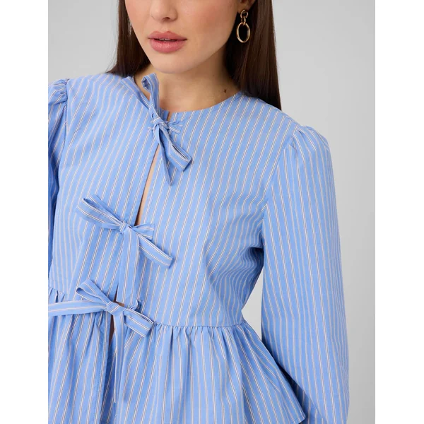 Blouse à nouer rayée Bleu clair