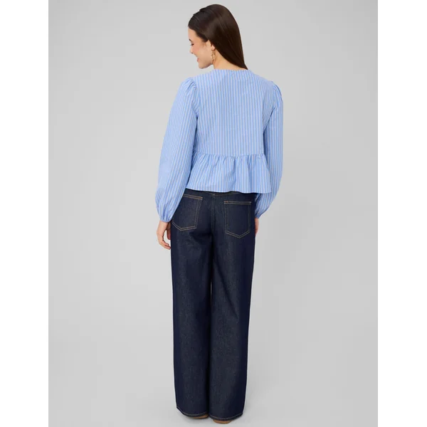 Blouse à nouer rayée Bleu clair