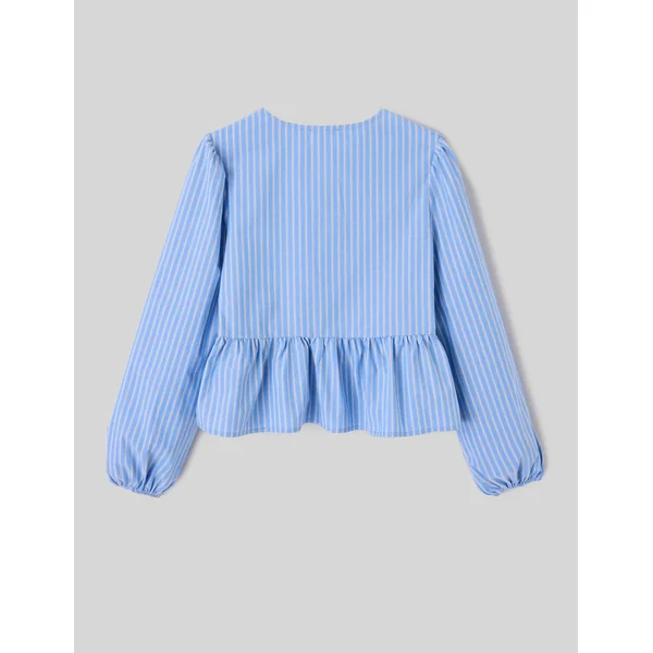 Blouse à nouer rayée Bleu clair