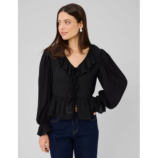 Blouse à volants Noir