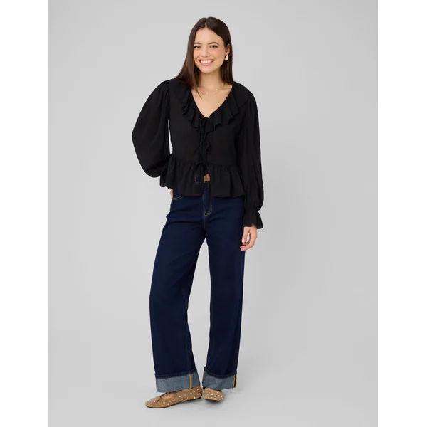 Blouse à volants Noir
