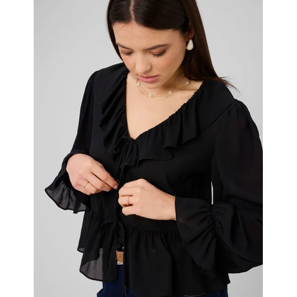 Blouse à volants Noir