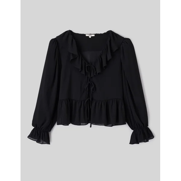 Blouse à volants Noir