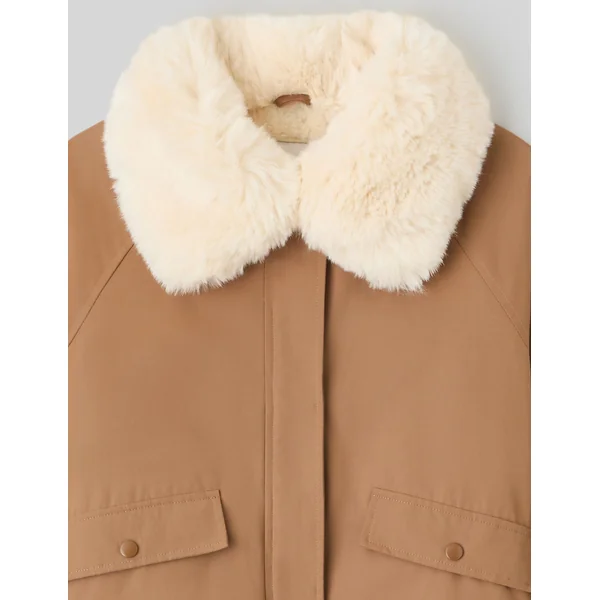Blouson col matière duveteuse camel