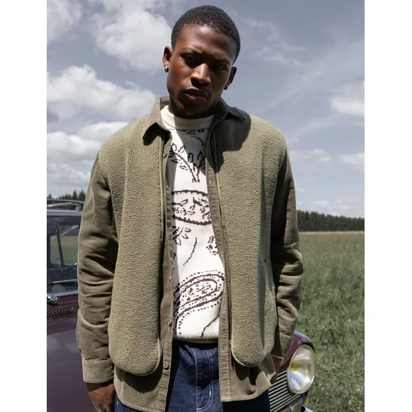 Blouson sans manches sherpa Vert Kaki
