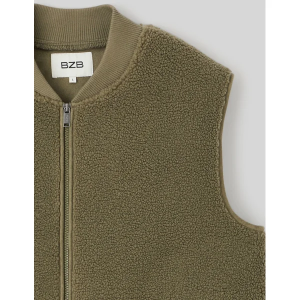 Blouson sans manches sherpa Vert Kaki