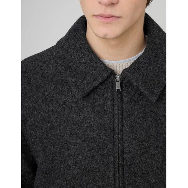 Blouson zippé en laine Gris anthracite