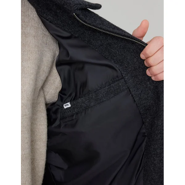 Blouson zippé en laine Gris anthracite