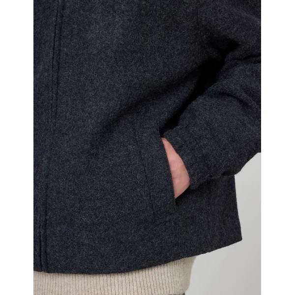 Blouson zippé en laine Gris anthracite