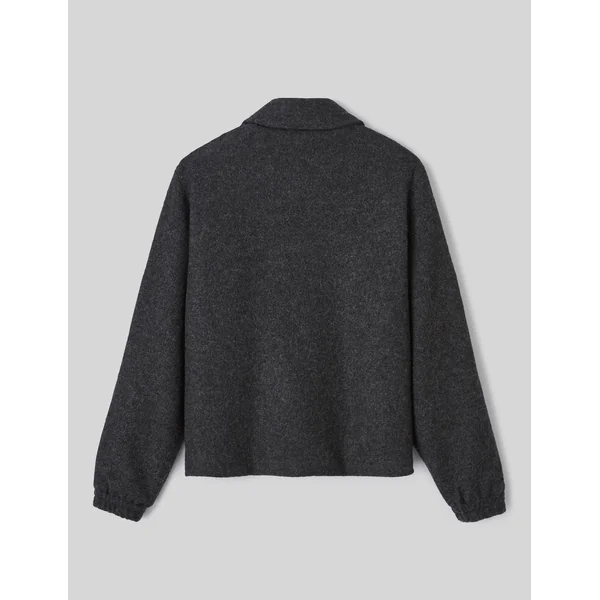 Blouson zippé en laine Gris anthracite