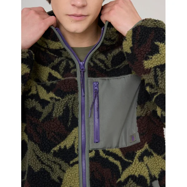 Blouson zippé imprimé sherpa Vert kaki