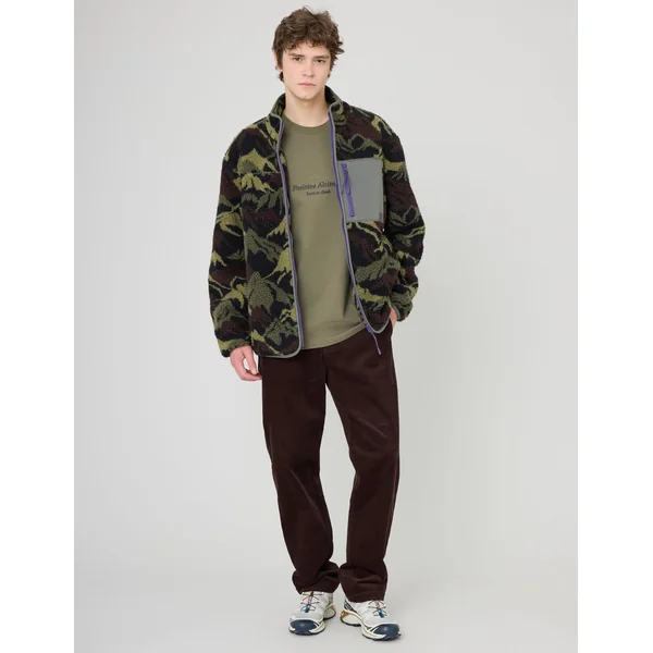 Blouson zippé imprimé sherpa Vert kaki