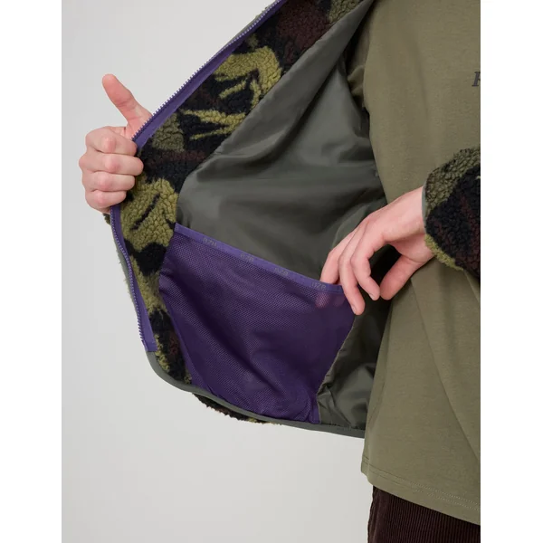 Blouson zippé imprimé sherpa Vert kaki