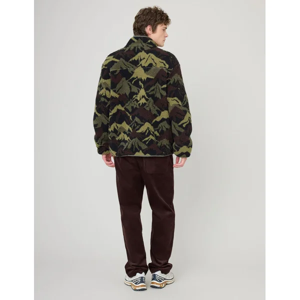 Blouson zippé imprimé sherpa Vert kaki