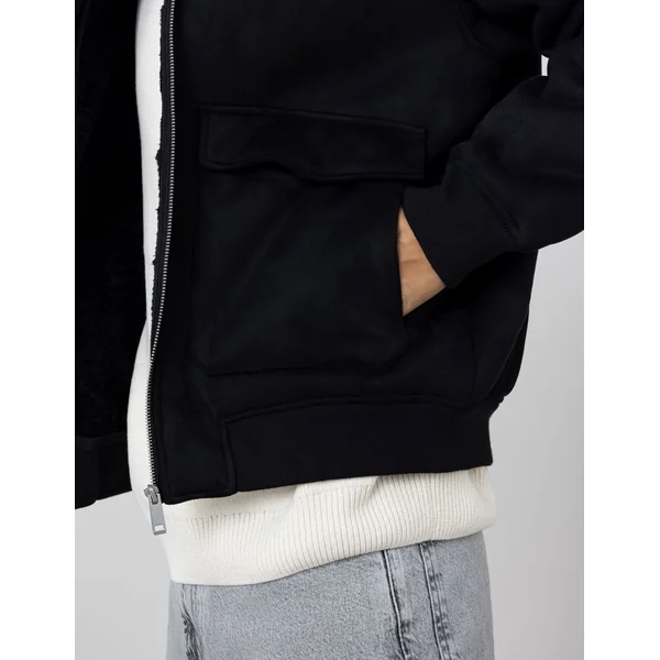 Blouson zippé peau retournée Noir