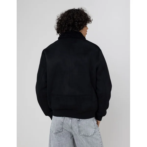 Blouson zippé peau retournée Noir