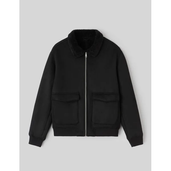 Blouson zippé peau retournée Noir