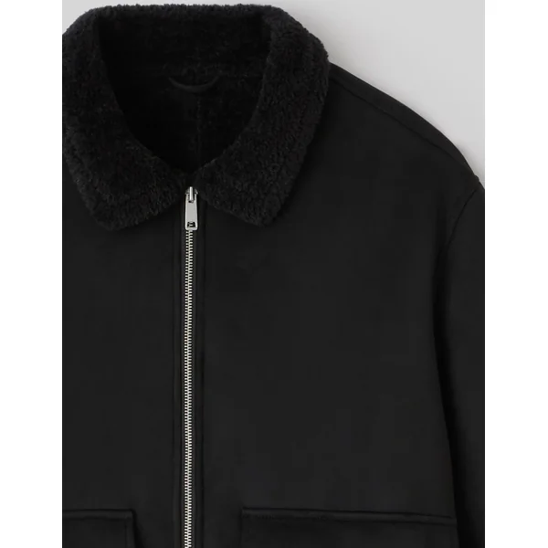 Blouson zippé peau retournée Noir