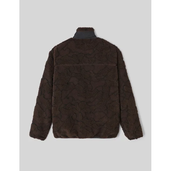 Blouson zippé sherpa imprimé Marron foncée