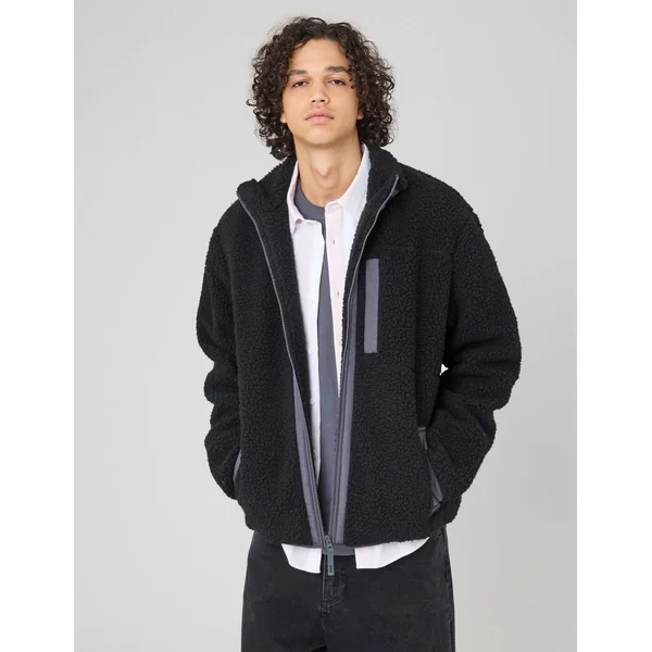 Blouson zippé sherpa Noir