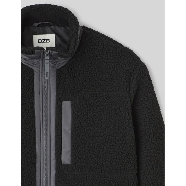 Blouson zippé sherpa Noir