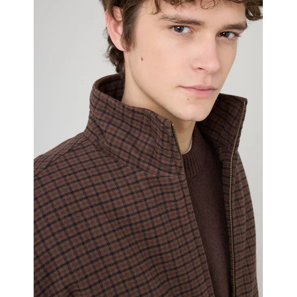 Blouson zippé à carreaux Marron foncée