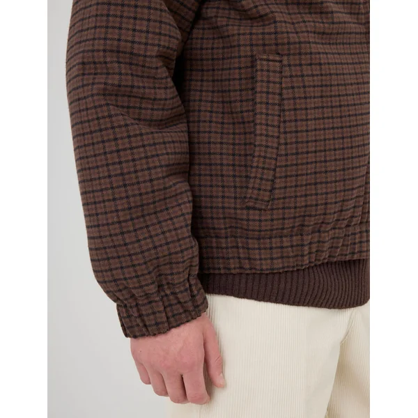 Blouson zippé à carreaux Marron foncée