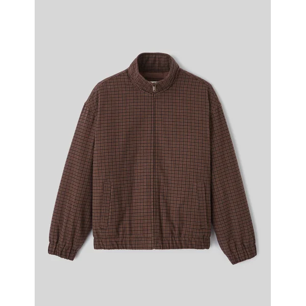 Blouson zippé à carreaux Marron foncée