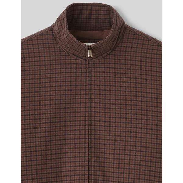 Blouson zippé à carreaux Marron foncée