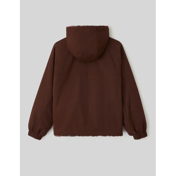 Blouson à capuche réversible imprimé léopard Marron foncée