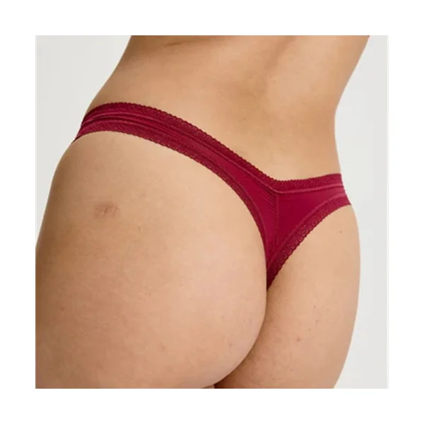 Blush - Culotte Tanga/String en microfibre avec bordure en dentelle Bois de Rose Large