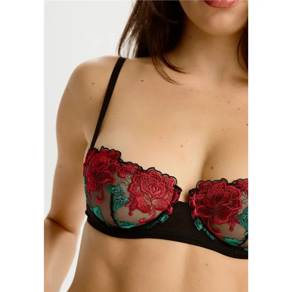 Blush - Soutien-Gorge Balconnet avec armature en dentelle 34 (75) DD Noir Carmen