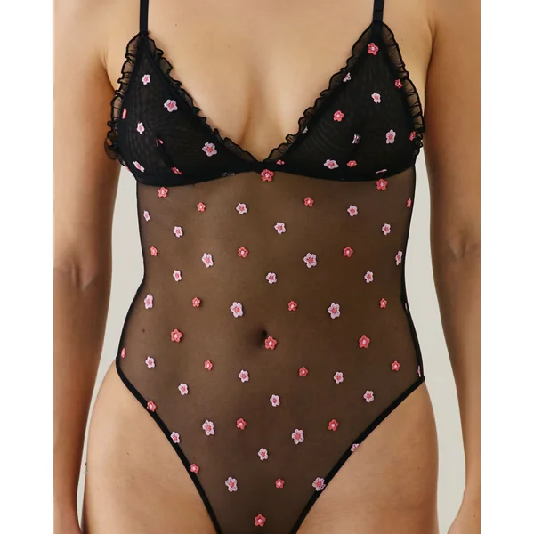 Body en tulle avec broderies