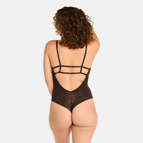 Body string noir dentelle et détails transparent Pomm Poire