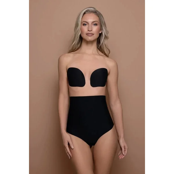 Bonnets push-up adhésifs sans couture noir