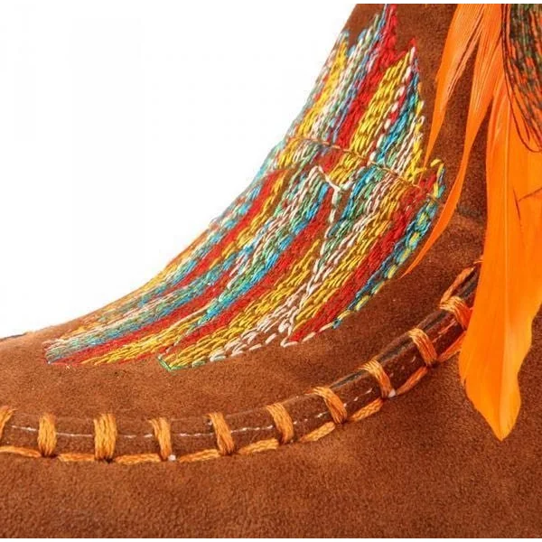 Bottines Indiennes Bohème Plumes et Franges