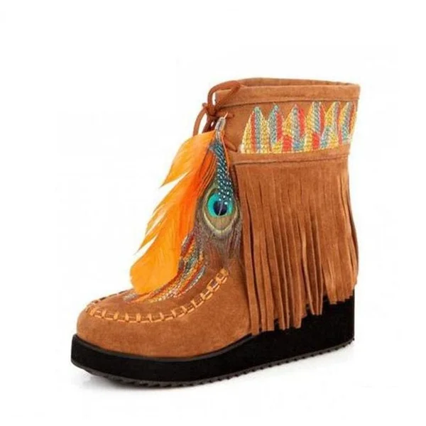 Bottines Indiennes Bohème Plumes et Franges