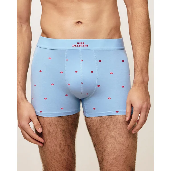 Boxer en coton motifs bouches "Kiss delivery