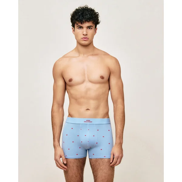 Boxer en coton motifs bouches "Kiss delivery