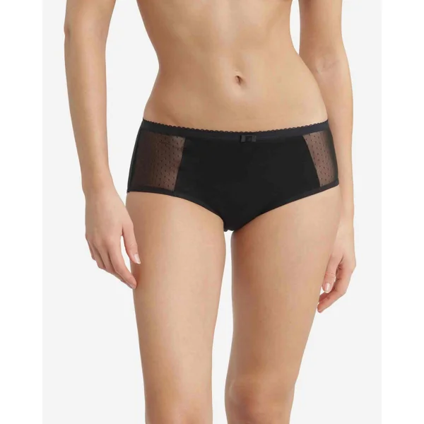 Boxer menstruel bio flux abondant - Noir en coton Dim